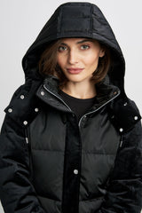 Erica Mixed Media Short Down Puffer Coat