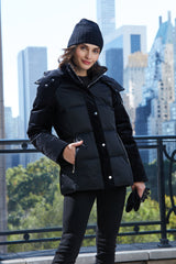 Erica Mixed Media Short Down Puffer Coat
