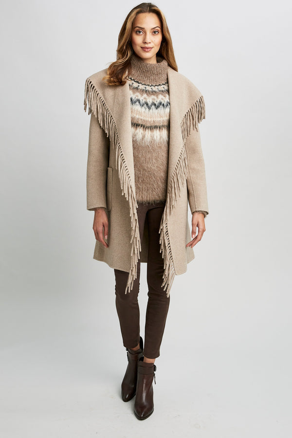 Fringe Detail Wrap Coat