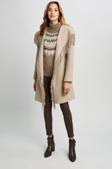Fringe Detail Wrap Coat