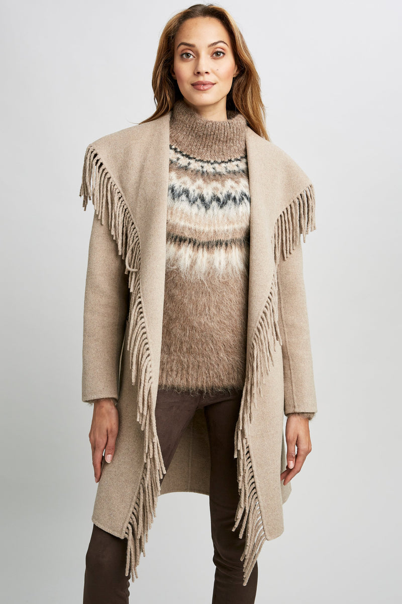 Fringe Detail Wrap Coat