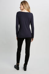 Wide Boat Neck Long Sleeve Pleated Knit