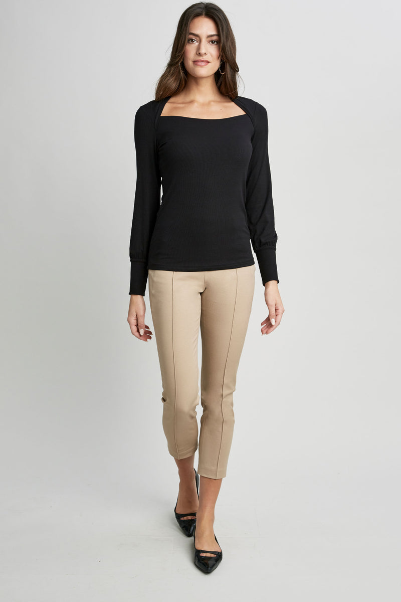 Straight Neck Ribbed Knit