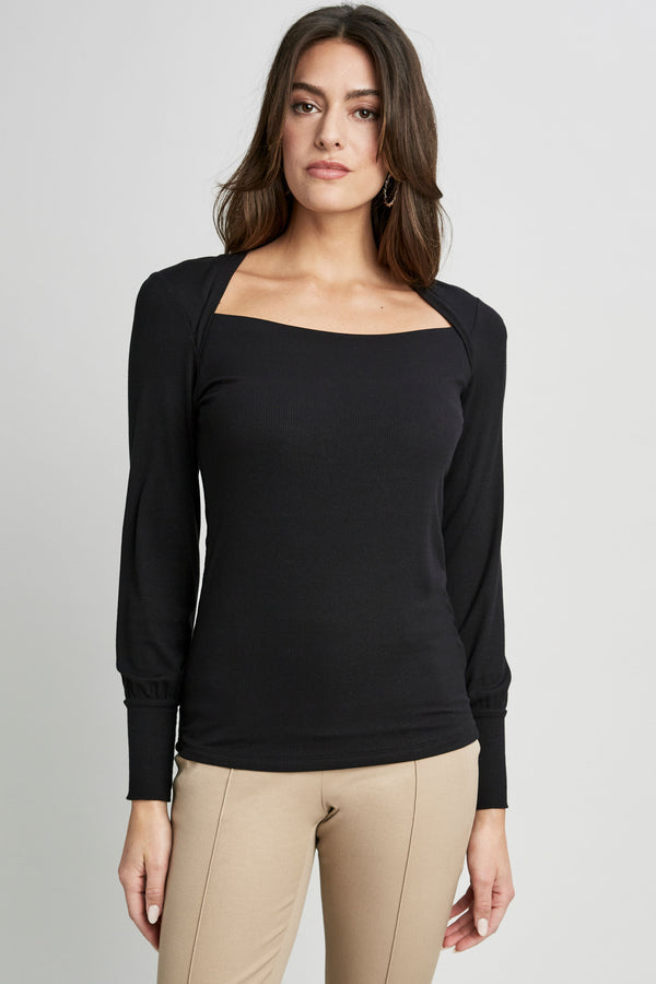 Straight Neck Ribbed Knit
