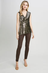 Sequin Mock Wrap Shirt