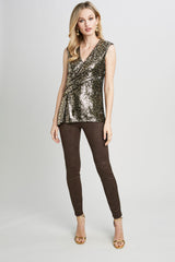 Sequin Mock Wrap Shirt