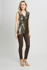 Sequin Mock Wrap Shirt