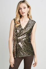 Sequin Mock Wrap Shirt