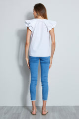 Pleated Flutter Sleeve Shirt