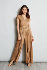 Pleated V-Neck Jumpsuit