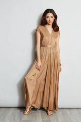 Pleated V-Neck Jumpsuit
