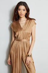 Pleated V-Neck Jumpsuit