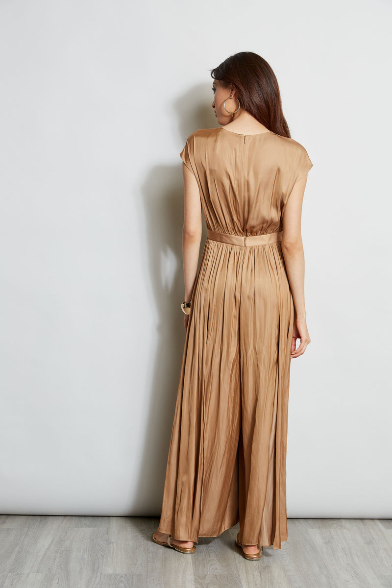 Pleated V-Neck Jumpsuit