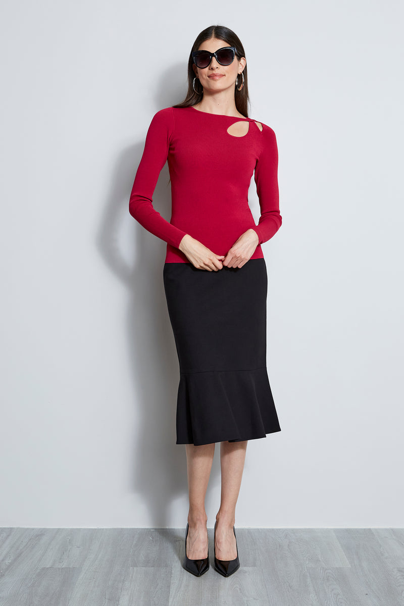 Long Sleeve Cut Out Rib Knit