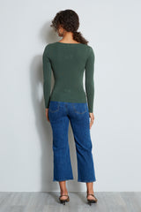 Long Sleeve Square Neck Rib Sweater