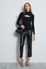 Long Sleeve Mock Neck Keyhole Sweater