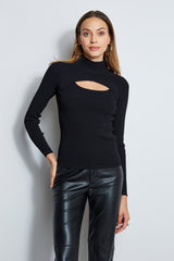Long Sleeve Mock Neck Keyhole Sweater