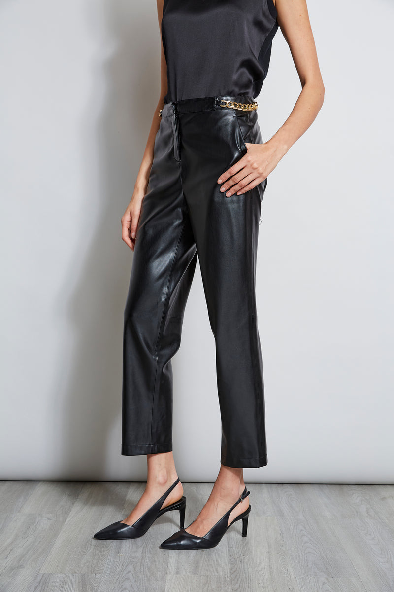 Vegan Leather Chain Pant