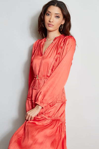 Long Sleeve Ruffle Midi Dress Image 2