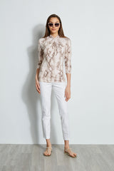 3/4 Sleeve Python Print Twist Knit
