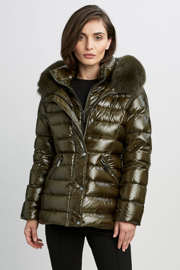 Kimberly Fur Trim Short Down Puffer Coat
