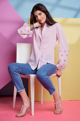 Crinkle Cotton Embroidered Shirt