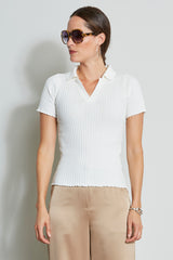 Rib Cotton Polo Sweater