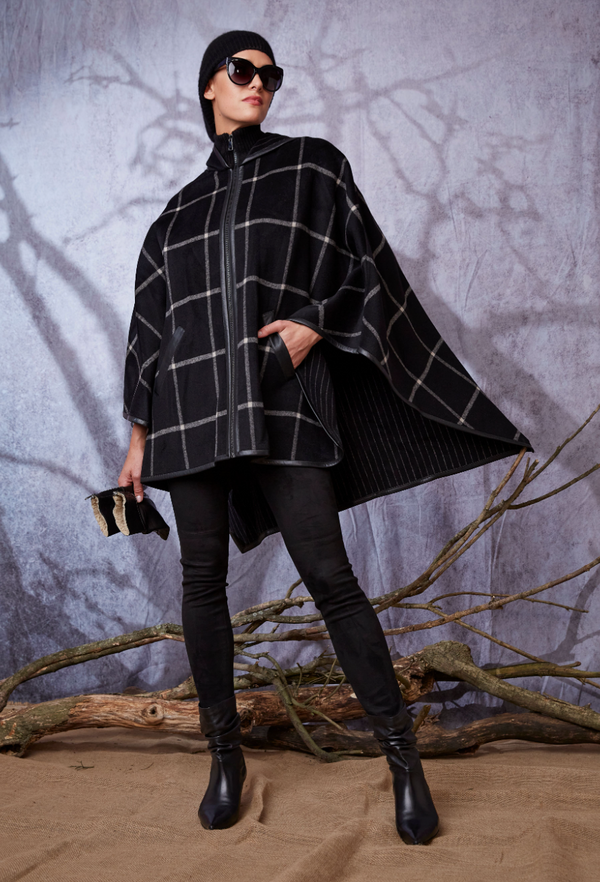 Plaid Hooded Cape
