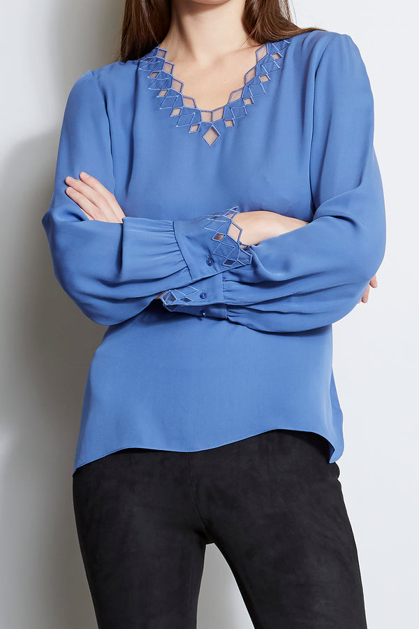 Silk Geometric Embroidered Shirt