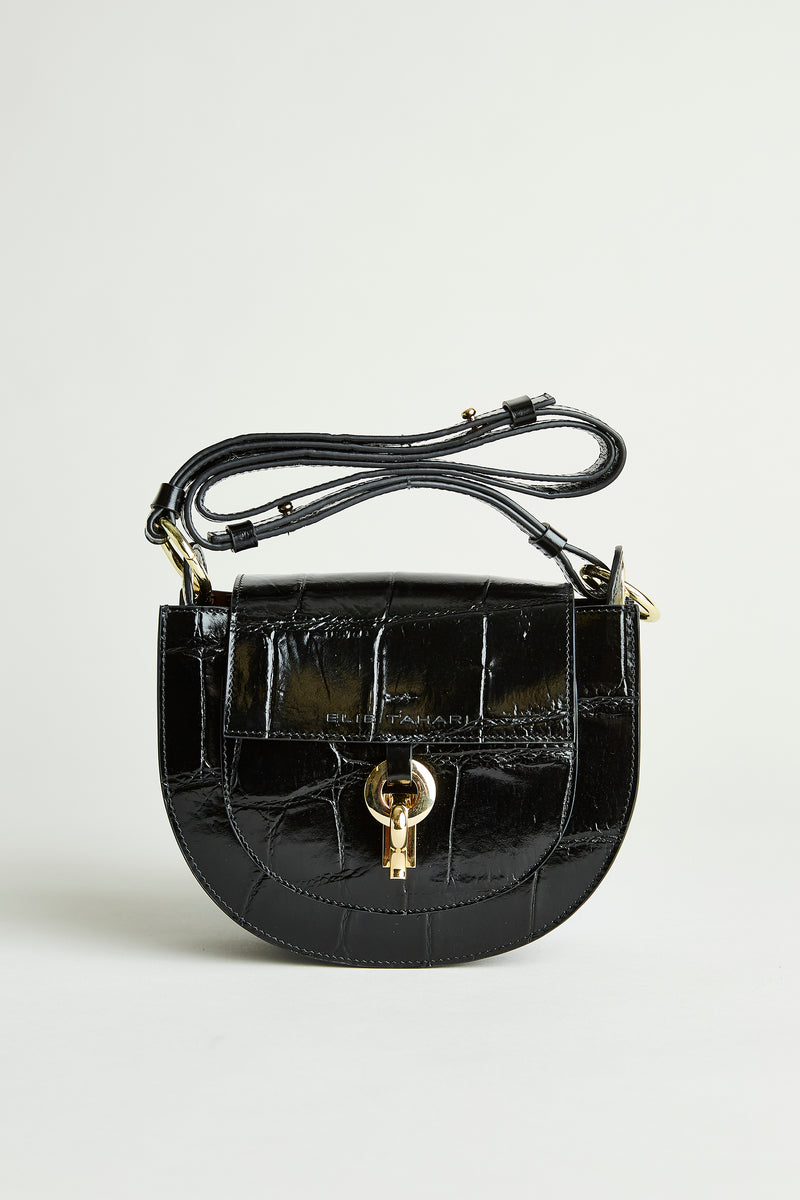 Small Crocodile Embossed Convertible Crossbody Bag